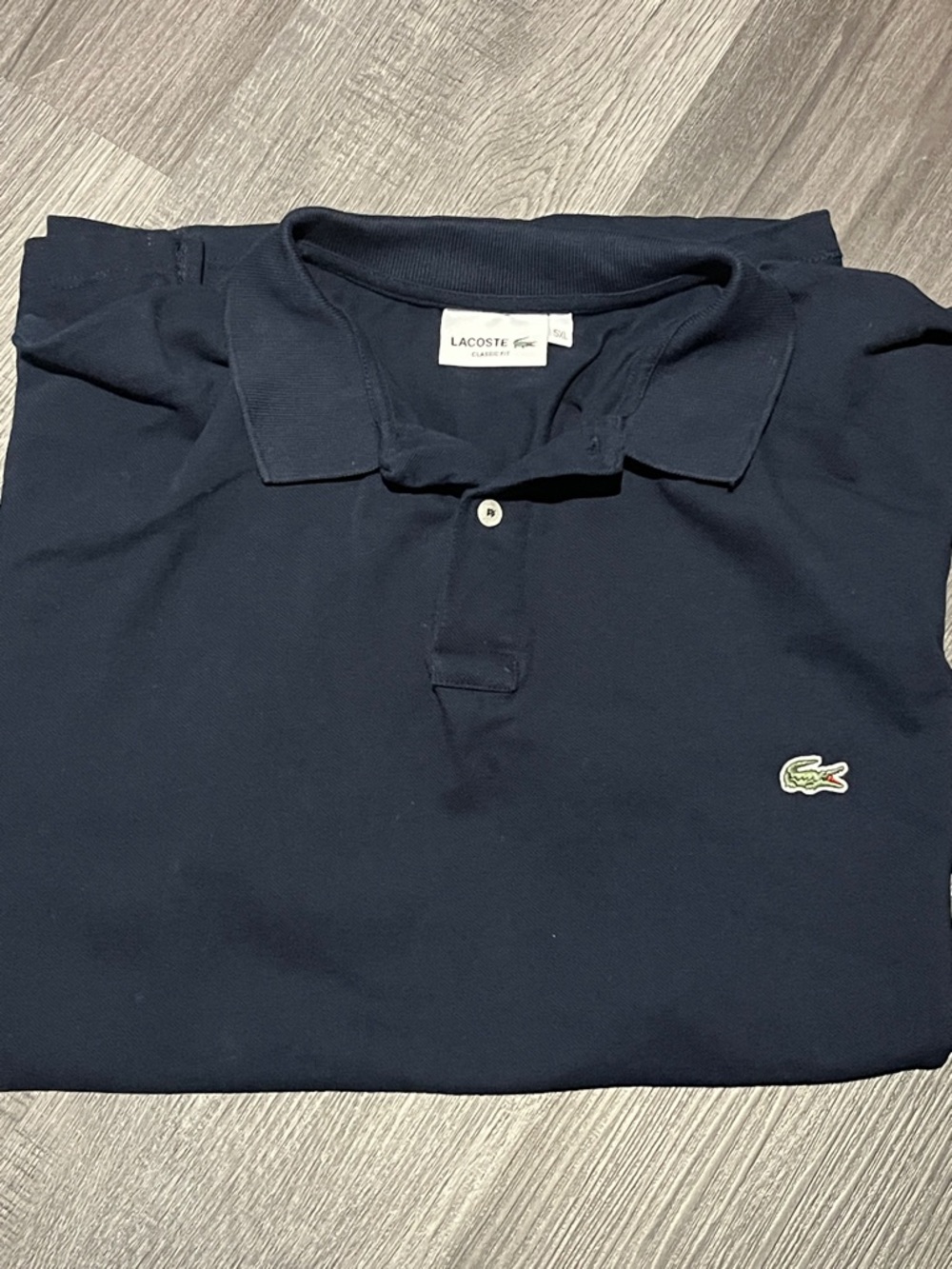 Lacoste Dark Blue Short Sleeve Polo with Embroidered Crocodile